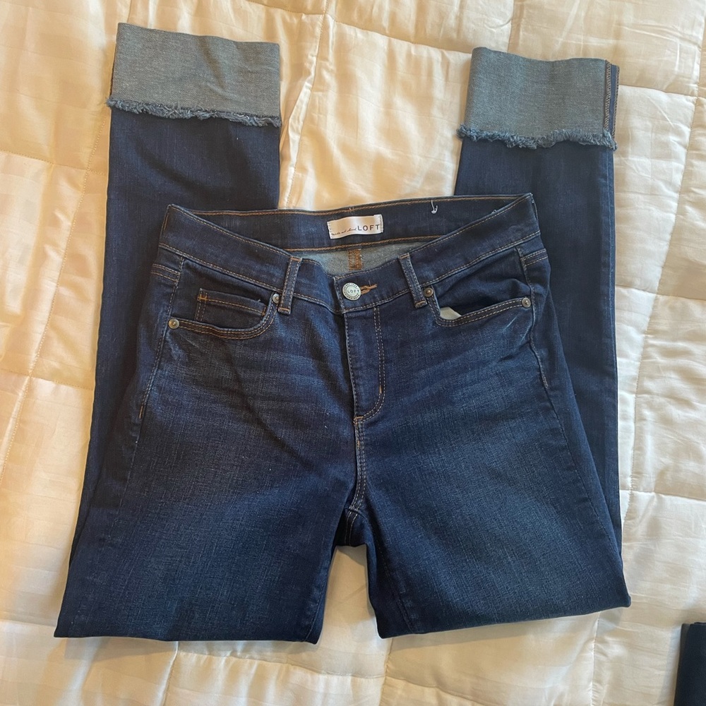 Loft Modern Straight Cuffed Jeans